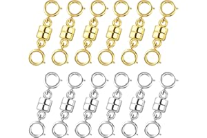 Bonison 12Pcs Magnetic Necklace Clasps - Bracelet Clasps and Closures for Necklaces Fasteners Chain Clasps Connector for Jewelry Making Gold and Silver 2cm