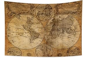 YONGFOTO 100x70cm Mapa Tapiz, Mapa del Mundo Tapices Vintage Pasión de Viajar Pirata Mapa Viejo Atlas Histórico Tierra Ronda Superficie Tapiz para Sofà Cama Cubrir Manta Lección Electrónica