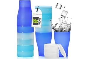 idea-station Neo Bicchieri Plastica 12 x 450 ml - edizione ghiaccio - con Coperchio - Bicchieri Cocktail infrangibile - riutilizzabile Set Bicchieri Acqua - ideale per compleanno e campeggio