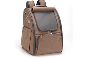 PETCUTE Transportin Gato Mochila Perro Pequeños Bolsa para Transportar Gatos Transpirable Viaje Mochila para Llevar Perros Gato Marrón