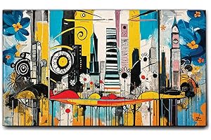 Giallobus - Quadro - 77 - Skyline City 02 - Tela Canvas Telaio Standard - 70x40 - Pronto da Appendere - Quadri Moderni per la casa