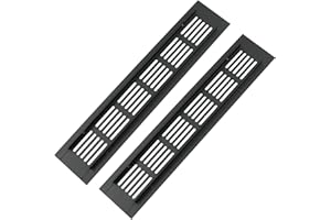 JINMINAMZ jingming Lot de 2 grilles d'aération de porte rectangulaires en aluminium - 250 x 50 mm - Protection contre les insectes pour camping-car, penderie, cuisine, etc. - Noir