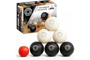 ORIGINAL CUP LA POINTEUSE | Jeu de Pétanque Intérieur | Jeu de 6 Boules Noires Blanches, 1 Cochonnet, 1 Sac de Transport | Activité Ludique Enfants Adultes | Jouet Petanque | Cadeau Fun | OriginalCorner®