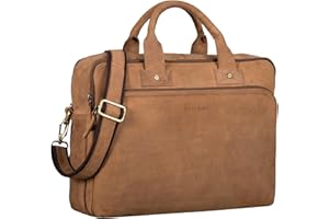 STILORD 'Hector' Gran Maletín de Negocios Cuero para Hombres | Bolso Vintage de Hombro con Compartimento Portátil de 15,6' | Maletín de Cuero XL para Documentos A4