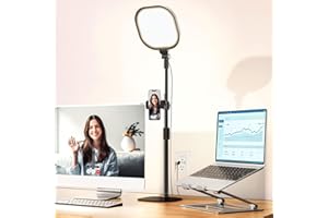 LitONES Desktop Video Conference Light, Zoom Lighting for Computer, 30 Lighting Modes Desk Ring Light with Stand & Phone Holder, Desk Lamp for Home Office, Laptop, Webcam Video Calls, Filming
