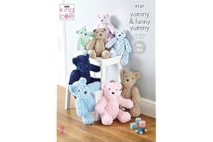 King Cole 9137 Patrón de tejer 2 tamaños de oso de peluche de punto fácil de peluche en Yummy Chunky