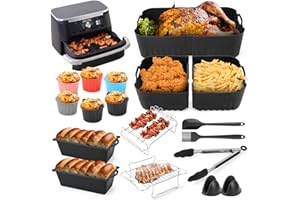 MOWETOO Accessoires Air Fryer pour NINJA 10.4 L, Foodi Flexdrawer Friteuse à Air Chaud AF500EU Flex Drawer Airfryer, Moule Silicone Air Fryer pour Ninja Foodi Flex 1 × 10.4 L et 2 × 5.2 L (22PCS)