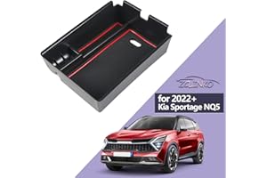 ZCLINKO Kia Sportage NQ5 2022 2023 UK Center Console Organiser Armrest Container Storage Box for Coin and Sunglass Holder Centre Armrest Car Accessories with Anti-slip Mat (Red)