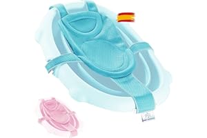 Baby Wonders® Asiento Bañera Bebe de Tela, Hamaca Bañera Bebe, Cojin Bañera Bebe, Malla Bañera Bebe, Antideslizante Bañera Bebe, Red Bañera Bebé, Cojin Bañera Bebe Recien Nacido (Azul)