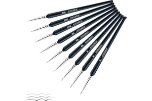 OVISEEN Détail Pinceau, 9 pcs Peinture Pinceaux pour Acrylique Huile Aquarelle Nail Art Pinceau de Détail Ensemble (0, 00 et 000)