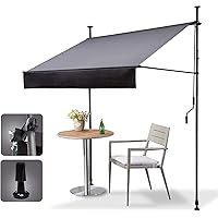 Klemmmarkise Markise Balkon (200 cm x 130 cm) Anthrazit mit Handkurbel, Balkonmarkise ohne Bohren, Sonnenschutz und…