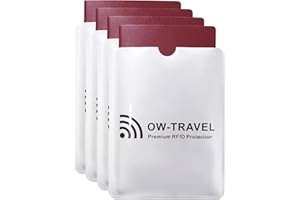 OW-Travel RFID Protector Sleeves for Passports (4 Pack) Slim Shielded Contactless Bank Card Credit Protector Passport Holder RFID Blocking Card Holder and Passport Cover for Men and Women