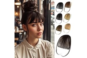 LIANLIAN Clip in Bangs-100% Human Hair Wispy Bangs Clip in Hair Extensions, Dark Brown Air Bangs Fringe with Temples Hairpieces for Women Curved Bangs for Daily Wear (Dark Brown, Air Bangs)