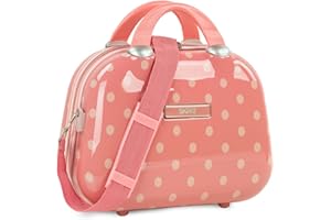 SKPAT - Neceser de Viaje, Bolsa de Aseo Policarbonato Estampado. Doble Asa de Mano. Cinta Ajustable Bandolera. Cinta Trasera para Trolley. Cremallera doble Cursor 132335, Color Coral