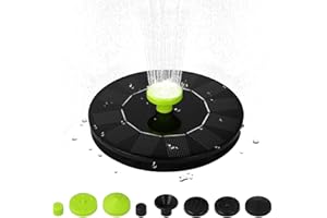 Decdeal Solarbrunnen Springbrunnen 6V 1W 175L/h Solarpumpe mit 5 Blumendüsen