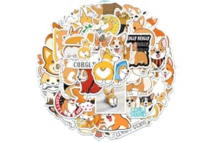 TMZELOA 50 piezas de pegatinas de mascotas pequeñas, pegatinas de Corgi, pegatinas de Corgi de varias acciones lindas, pegatinas de decoración DIY para portátil, bicicleta