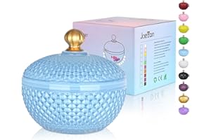 Joeyan Piccoli Barattoli Dolci in Vetro Blu con Coperchio,Piatti di Caramelle in Vetro Rilievo per Noci,Cioccolato,Biscotti,Barattolo Decorativo per Matrimoni,Buffet Festa,Decorazioni per la Casa