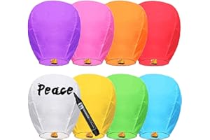 ISAGAX 10 Packs Chinese Lantern Multi-Colour, Floating Sky Lanterns, Biodegradable Memorial Fire Resistant Paper Wishing Lanterns to Release in Sky for Parties and Festivals, Flying Fire Lanterns
