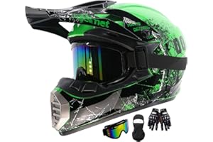 HELMBLAZIA Motocross Helm Kinder, MTB Helm Fullface Kinder, Erwachsene Dirt Bike Offroad Motorradhelm Integralhelm Crosshelm Helm, Für Mountainbike ATV BMX Downhill Offroad, Mit Brille Handschuhe