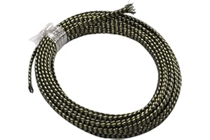 Othmro 1 x rękaw do zarządzania kablami, pleciony kabel schludny czarno-złoty, 5 m organizery kabli, ochraniacz kabla, schludny przewód do telewizora/PC, kabel USB, szerokość 6 mm