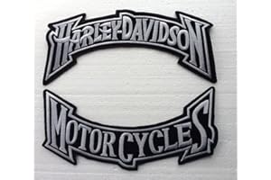 Suma Shop - Écussons Harley Davidson, Patch Arc Grand, Autocollants Harley Davidson, Harley Davidson Vêtements, Motorcycles Stylisés, 30 x 7,5 cm, Gris
