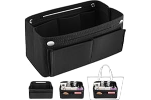 Zeawavsl Handbag Organiser, Bag Organiser for Women, 24 x 15 x 8 cm, Black Felt Bag Organiser, Bag Organiser with Inner Pockets for Handbags (24 x 15 x 8)