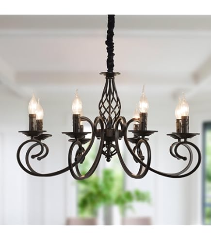 LUSTRE en fer forgé à décor de feuillage avec