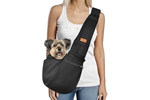 CUBY Dog and Cat Sling Carrier - Small Dog Carrier Sling with Adjust Strap & Zip Pocket, Hands Free Soft Dog Slings for Small Dogs Cats Puppy Pets Outdoor Travel Safety Purse Bag (Black)