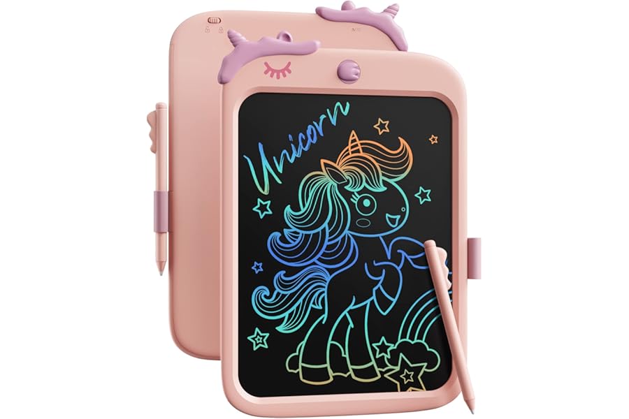 LCD Writing Tablet,10 inch Doodle Board Drawing Pad Tablet with Lock Function, Erasable, Portable, Educational Learning Valentines Toy Gifts for 3 4 5 6 7 8 9 Years Old Girls Toddlers (Pink)