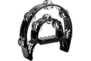 Musfunny Tamburello a doppia fila in metallo, a percussione, a mezza luna, regalo per bambini, adulti, feste, colore nero