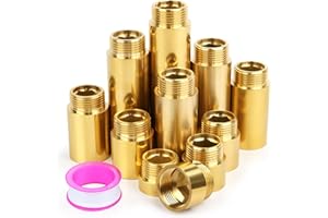 Niuny Hahnverlängerung 1/2 Zoll 20mm Hahnverlängerungen Messing 2Stk Verlängerung Fitting Verlängerung Wasseranschluss Gewindefitting Gewindeverlängerung für Wasserhähne Eckventile Duschköpfe