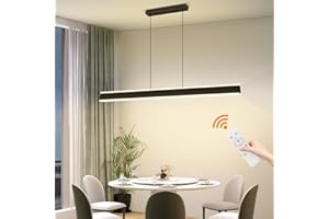 Mikeru 80cm Linear Pendant Light, Remote Control LED Ceining Light 3000k/4500k/6000k with Memory Function 10% to 100% Dimmable Hanging Island Light for Conference Hall, Bar, Coffee Shop