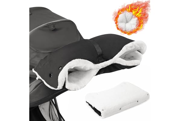 Flintronic Calentador de Manos para Cochecito de Bebé, Tamaño Universal Guantes de Silla para Paseo, Impermeable, Anticongelante y Resistente al viento, Accesorios para Cochecito, Negro