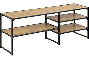 AC Design Furniture Mobile TV con 3 ripiani, struttura in metallo nero, rovere selvatico, 120 x 33 x 46 cm