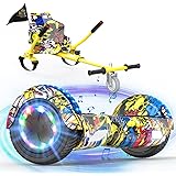 EVERCROSS XP10 Hoverboards con Sedile 6,5'', Overboard con Hoverkart per Bambini e Adulti, Hoverboards con musica Bluetooth e