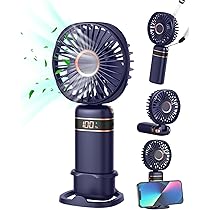 Tragbarer Mini Ventilator USB - Faltbar Mit 5 Geschwindigkeiten & 2600mAh Akku