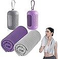 YqsIbth Cooling Towels, 2 Pcs Fast Drying Towels, 90x30cm Soft Breathable Cool Towel Microfibre Sweat Towel for Work Out Sports Travel (Gray/Purple)