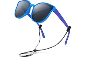 RIVBOS Kids Sunglasses Polarized Rubber UV400 Protection with Glasses Strap for Boys Girls Toddler and Children Age 3-10 RBK002(RBK002-3)