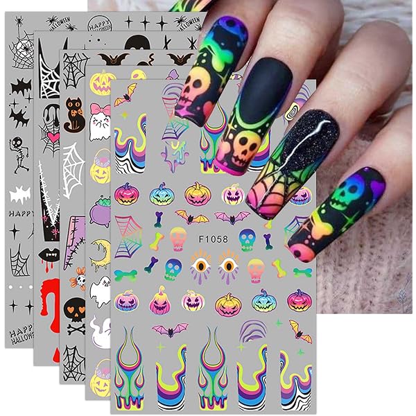 Halloween Nagel-Strass Aufkleber – 10 Stück, Golden, Skelett-Motiv, Für Nail Art & Party-Deko