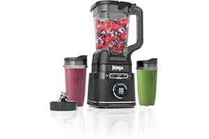 Ninja Detect Power Blender Pro & Single Serve 2-en-1, mixeur 1200W avec récipient 2L, 2 gobelets individuels, mixeur pour smoothies et boissons glacées, hachage de légumes, noir, TB301EU