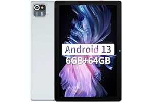 HotLight Tablet 10 Pulgadas, Android 13 Tablet con 6 GB RAM+64 GB ROM + 128 GB de expansión SD, 5000 mAh, 1280 x 800 IPS HD, cámara Doble, Tablet PC con Quad Core- Plata