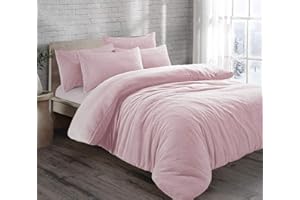 HOMES-LINEN Teddy Bear Fleece Thermal Warm Cosy Soft Fur Duvet Cover Set With Pillow Cases (Pink, Single)