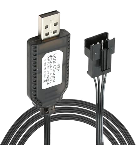 Chargeur USB Pour Batteries LiPo 7,4V 2S Connecteur SM-3P Chargement Sécurisé Et Polyvalent Léger Et Portable Compatible Avec Voiture/Drone/Bateau RC, Noir