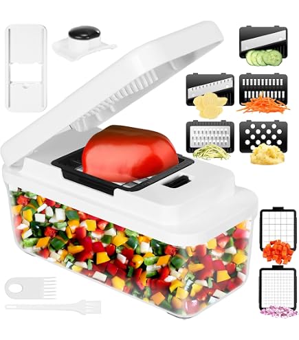 Tritatutto Da 22 Pezzi Con Lame In Acciaio Inox – Affettatrice E Tagliaverdure, Mandolino Con 7 Lame, Separatore Di Albumi, Senza BPA