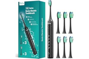 ‎YTEATH PRO Electric Toothbrush for Adults with 6 Brush Heads, Rechargeable Sonic Toothbrush, Ultra Long Battery Life, 4 Hours Charging Time and 180 Days of Use, Black