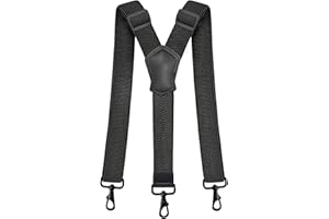 PEJOYE Tirantes para hombre de 4 cm de ancho, pantalones de trabajo, resistentes pantalones de moto, espalda larga en Y, 3 mosquetones, ajustables y elásticos, talla única para hombre y mujer