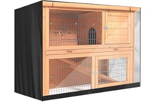 JAUHMUI Abdeckung für Kaninchenstall,210D-Oxford-Gewebe,Hasenstall wasserdichte Staubschutz,Doppelschicht-Kaninchenstall-Abdeckung,Staubschutz für Rubbits,Hamster, Haustiere 122*50*105 cm (Schwarz)