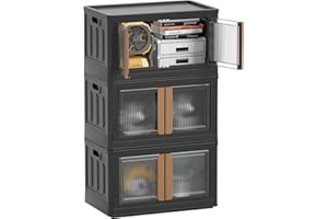 HAIXIN Aufbewahrungsbox, 72L Boxen Aufbewahrung Ordnungsboxen storage boxes, Kunststoffbox Plastikbox Stapelkisten Lagerboxen mit Rädern durchsichtig groß 3 Stück Schwarz