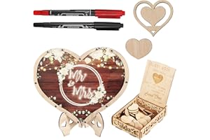 hocadon Hearts Wedding Guest Book Alternative Wooden Drop Box, Frame Guestbook, Large Personalised Wedding Guest Book for Wedding Favours, Bridesmaid Gifts, Wedding Decorations,80PCS Heart