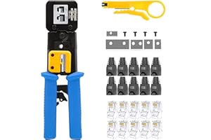 MAYLINE-TECH MAYLINE RJ45 Crimp Tool Kit Cat5 Cat6 Ethernet Crimping Tool, RJ-11, 6P/8P Crimp, Cut and Strip Tool with 10PCS RJ45 Connectors(Blue)
